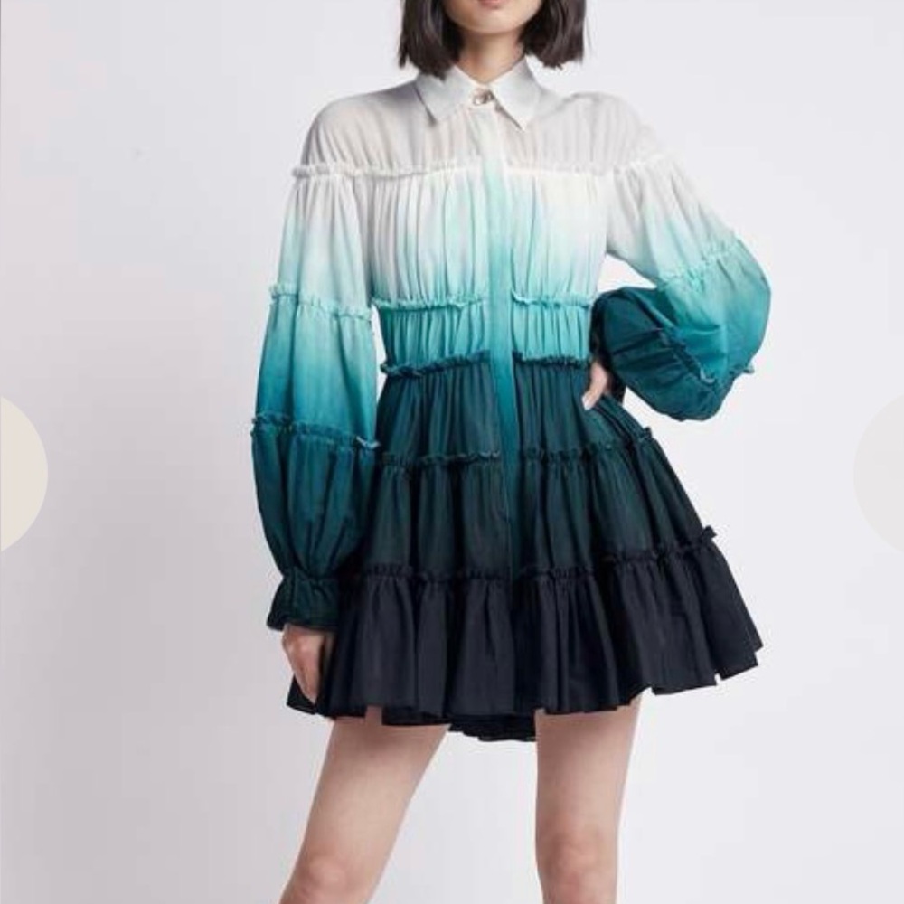 AJE Teal Ombré Dress